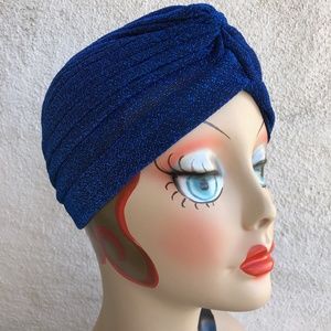 Metallic Royal Blue vintage retro pinup turban